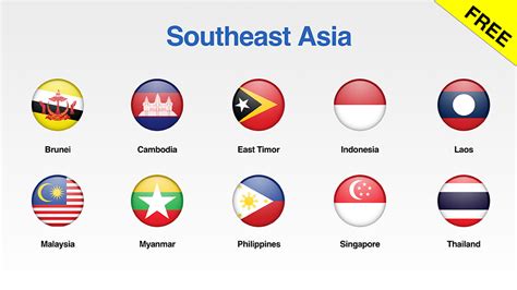 Free Set of Asia Flags Icons for your Presentations - PresoMakeover