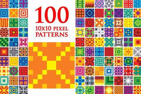 One Hundred 10x10 Pixel Patterns | Illustrator Graphics ~ Creative Market