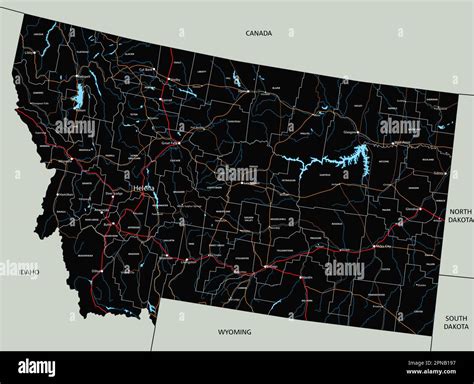 High detailed Montana road map with labeling Stock Vector Image & Art ...