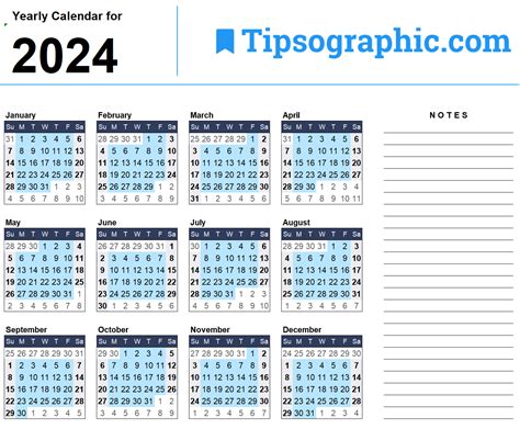 2024 yearly calendar excel tipsographic