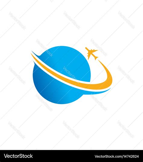 Plane world travel logo Royalty Free Vector Image