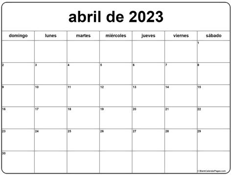 Calendario 2023 Para Imprimir Abril - IMAGESEE