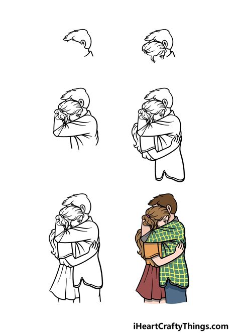 Two People Hugging Drawing