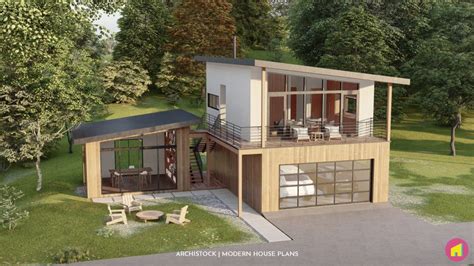 Modern Garage Apartment with Home Office - ANK STUDIO House Plans