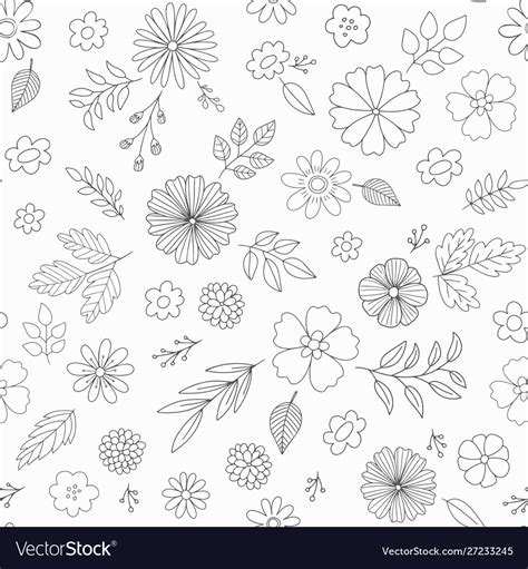 Hand drawn floral pattern with flowers Royalty Free Vector