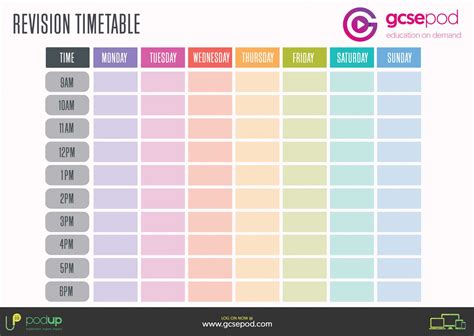 Student Resources | Gcsepod for Blank Revision Timetable Template ...