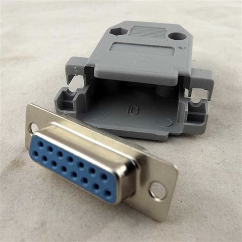 10x DB15 Female 15 Pin 2 Rows D-Sub Connector Gray Plastic Hood Cover ...