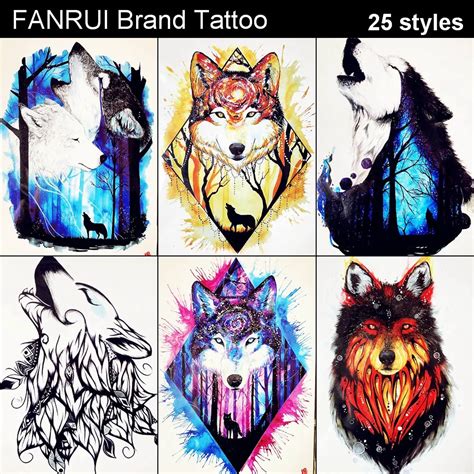 Long Lasting Temporary Tattoo Galaxy Wolf Women Chest Tattoo Stickers ...