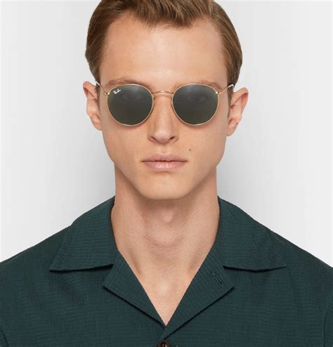 RAY-BAN Round-Frame Gold-Tone Sunglasses for Men | Mens sunglasses, Ray ...