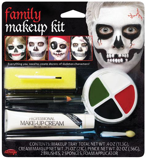 Fun World Halloween Family Skeleton 7pc Makeup Kit, White Black ...