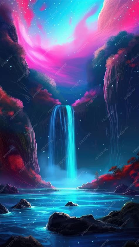 Premium AI Image | A waterfall in the night sky