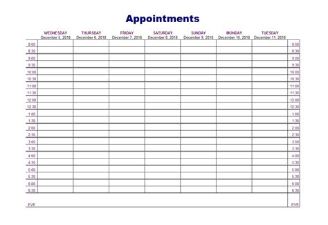 Weekly Appointment Planner Printable