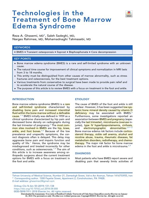 Technologies in The Treatment of Bone Marrow Edema Syndrome | PDF ...