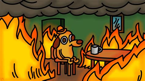 Download This Is Fine Dog Trapped In The Fire Wallpaper | Wallpapers.com