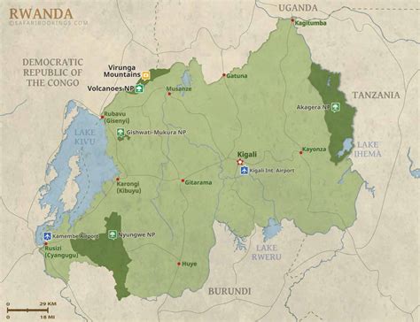 Rwanda Map – Detailed Map of Rwanda National Parks