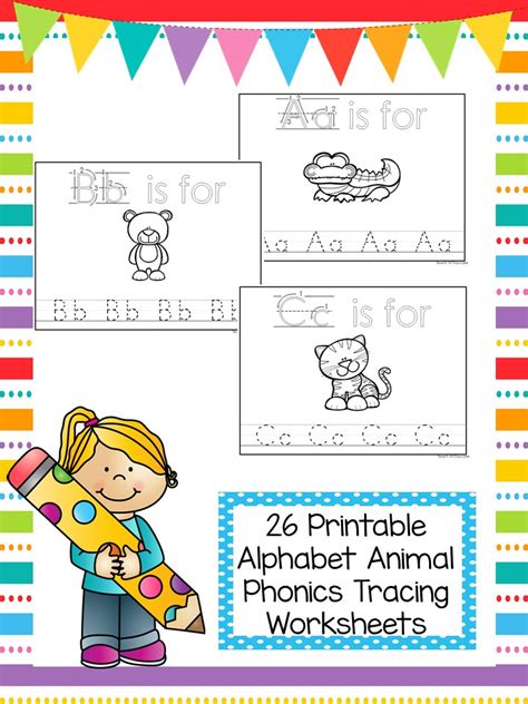 Alphabet Animal Phonics Color and Trace Worksheets | Made By Teachers