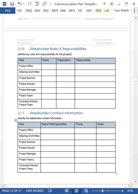 Communication Plan Template Excel