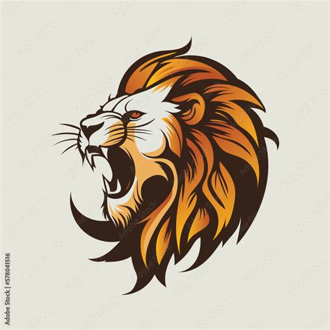 A roaring lion head logo and illustration. Stock Vector | Adobe Stock