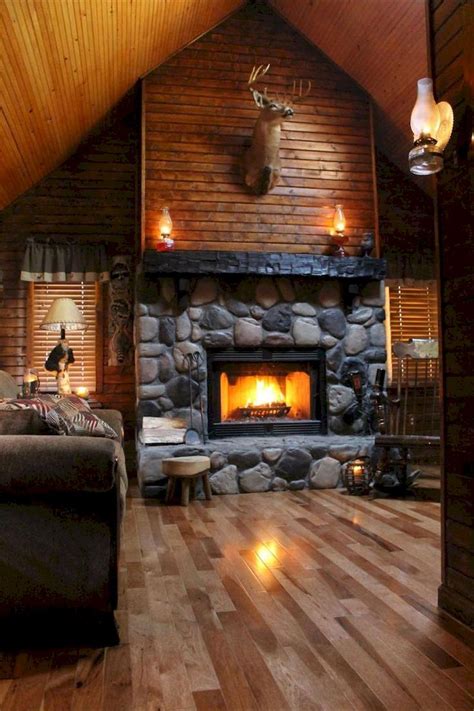 Farmhouse style fireplace ideas (33) - decorapartment | Cabin interior ...