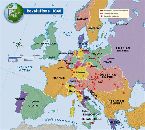 Map Of Europe 1848 - Tourist Map Of English