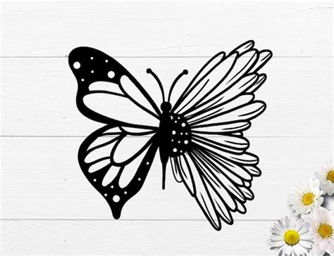 Half sunflower butterfly svg half sunflower svg half | Etsy