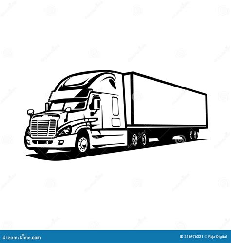 Silhouette Semi Truck Vector Isolated. Freight Sleeper Trucking Vector ...