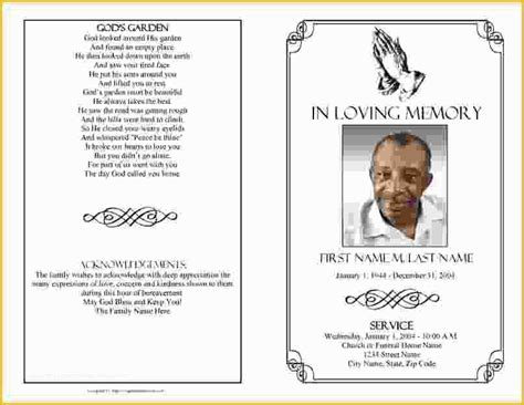 Free Printable Funeral Prayer Card Template Of Memorial Service Program ...