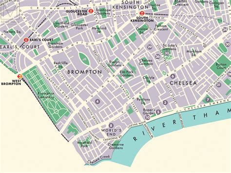 Kensington & Chelsea (London borough) retro map giclee print – Mike ...