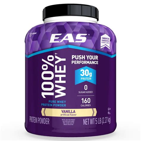 EAS 100% Pure Whey Protein Powder Vanilla 30 g of Protein 5 lb Canister ...