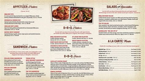 Menu at Lucille's Smokehouse Bar-B-Que, Las Vegas, W Charleston Blvd