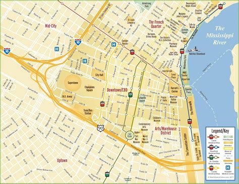 New Orleans CBD and downtown map - Ontheworldmap.com