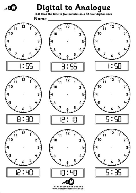 Digital Clocks Worksheets