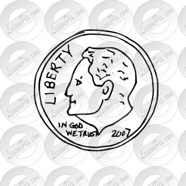 Dime Outline for Classroom / Therapy Use - Great Dime Clipart