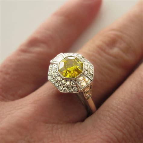 Yellow Diamond Antique Engagement Rings - Wedding and Bridal Inspiration