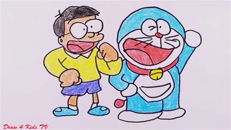 Draw and Coloring Cute Doraemon & Nobita For Kids with Nursery Rhymes ...