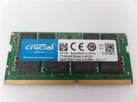 Crucial 16GB DDR4-2400 CT16G4SFD824A C16FDD1 SODIMM RAM Laptop Memory ...