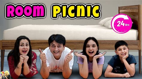 ROOM PICNIC | 24 Hours in Room | Family Comedy Challenge | Aayu and ...