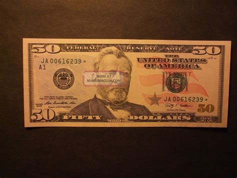 2009 $50 Fifty Dollar Bill Star Note Federal Reserve Bank Boston