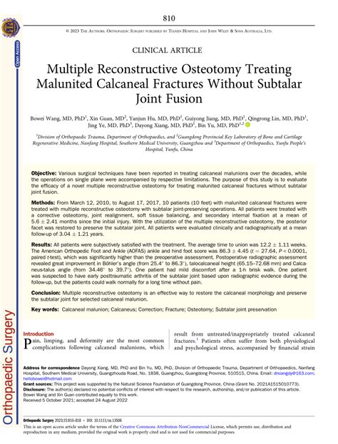 (PDF) Multiple Reconstructive Osteotomy Treating Malunited Calcaneal ...