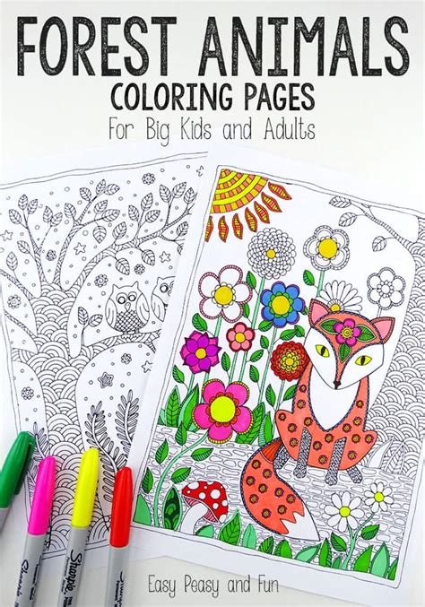 Forest Animals Coloring Pages - Easy Peasy and Fun