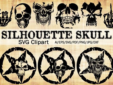 Halloween Skull Skeleton SVG Silhouette Clipart Design for Creative DIY ...