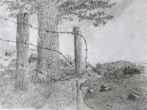 Broken fence Drawing by Jim Hubbard - Fine Art America