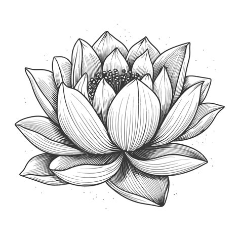 Lotus Flower Hand Drawn Illustration Outline Sketch Drawing Vector ...