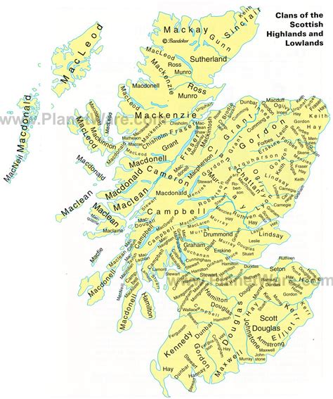 Map of Clans of the Scottish Highlands and Lowlands | PlanetWare