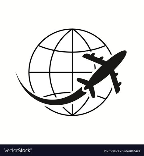 Globe icon and travel by plane Royalty Free Vector Image