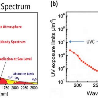 (a) Solar irradiation spectrum, reprinted with permission, and (b) UV ...