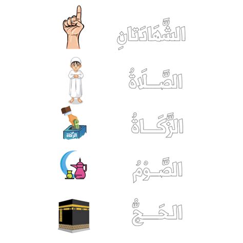 FIVE Pillars of Islam – Coloring Worksheet – Arabic101