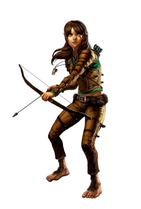 Female Halfling Rogue with shortbow - Pathfinder PFRPG DND D&D 3.5 5E ...