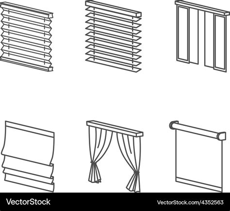 Types of curtains Royalty Free Vector Image - VectorStock