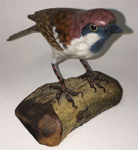 Sold Price: Wood Carved Bird Figurine, Sparrow - June 4, 0118 10:00 AM EDT